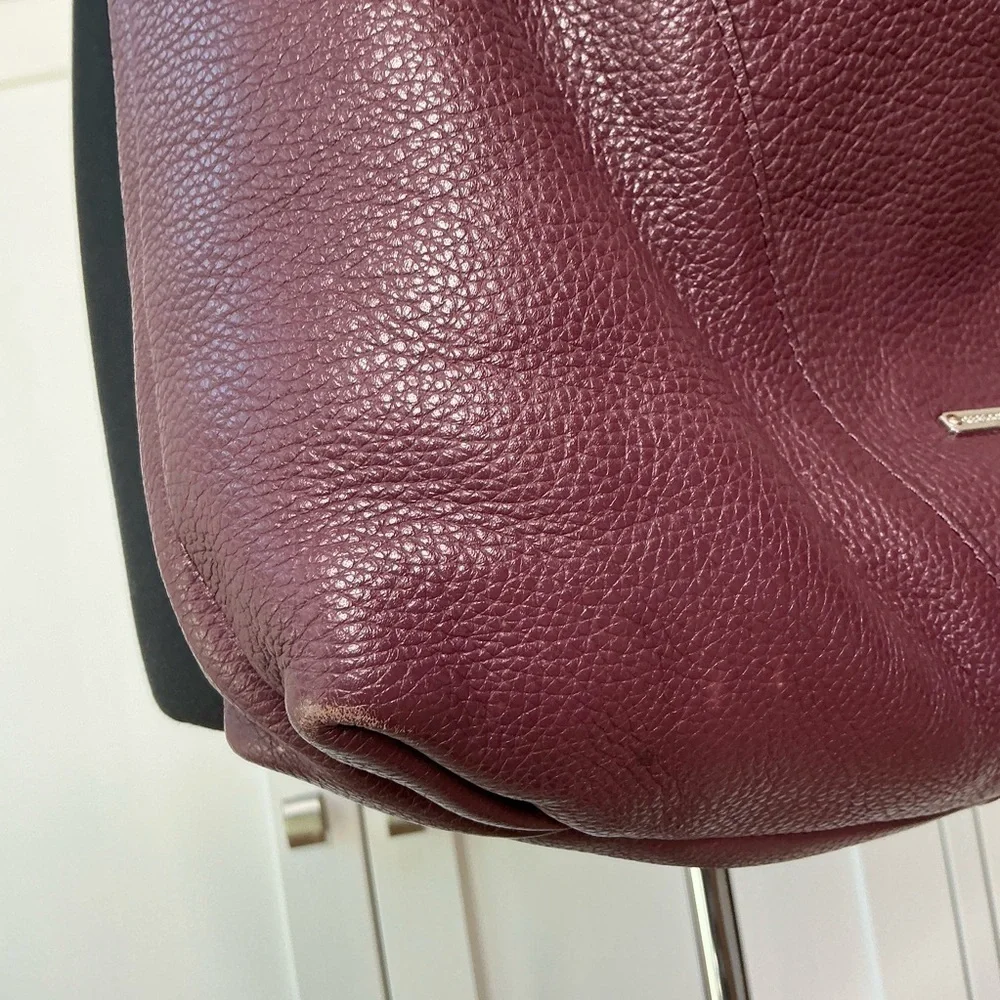 Rebecca Minkoff Leather Hobo Tote Crossbody Bag in Maroon